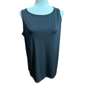 Susan Graver Top Sleeveless Liquid Knit Black L Layering Capsule Minamalist